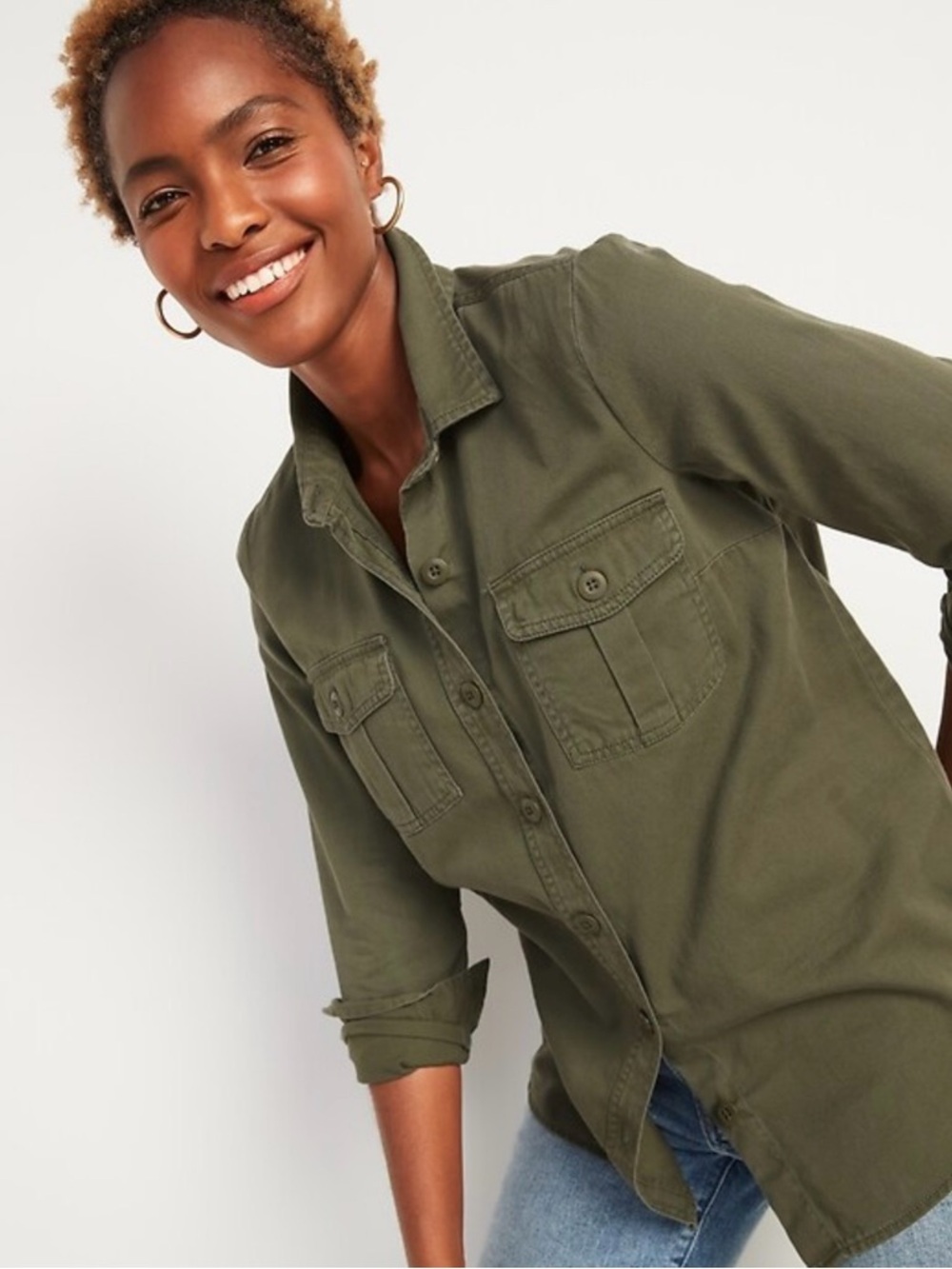 Old Navy Classic Shirt Jacket in Olive